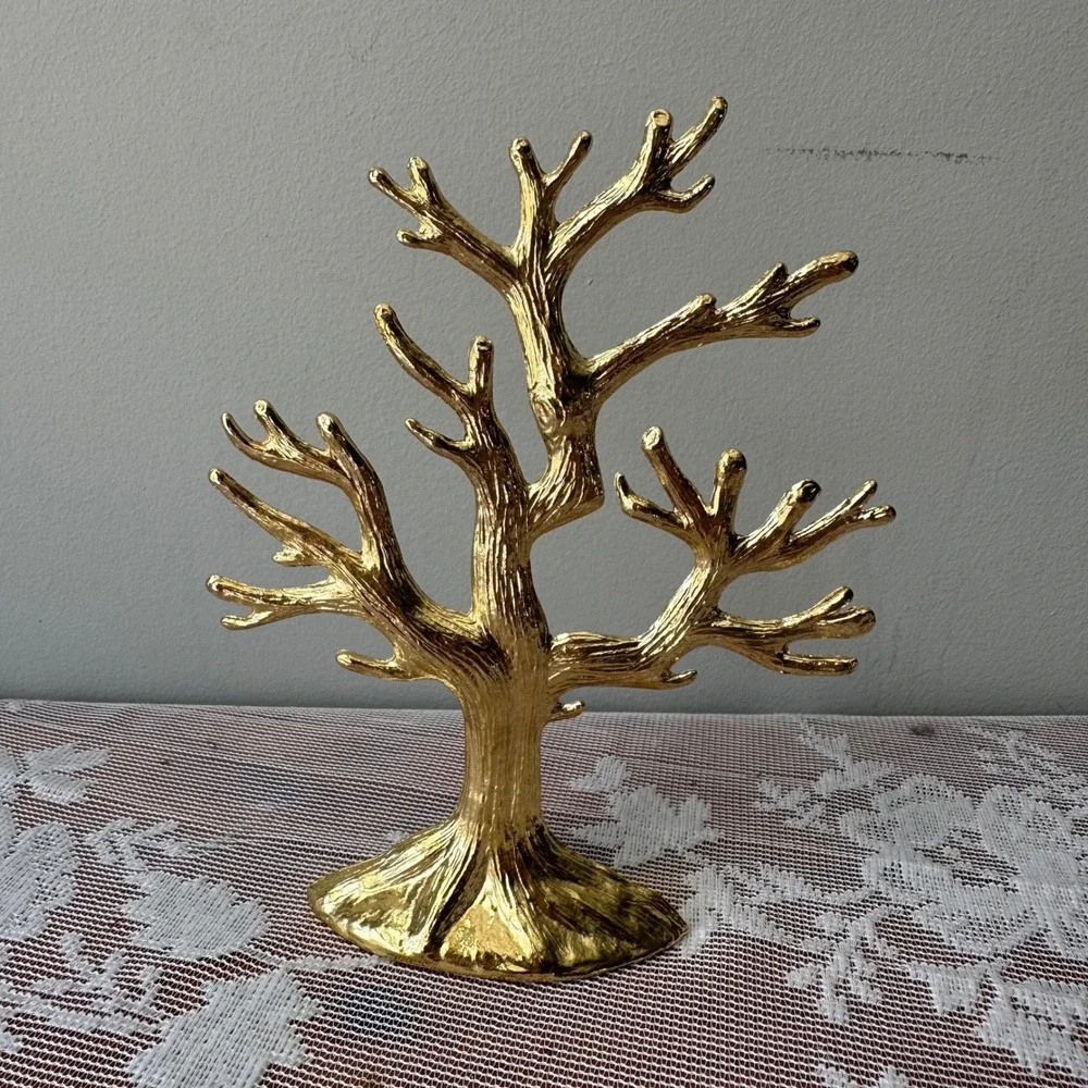 Unbranded Jewelry Tree Stand Unisex OS Gold Metal Nature Decor Organizer